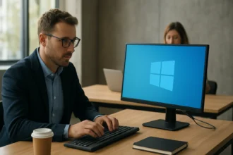 Felhasználó a Windows as a Service operációs rendszeren dolgozik.