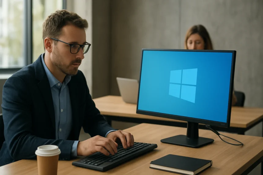 Felhasználó a Windows as a Service operációs rendszeren dolgozik.