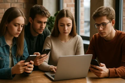 Ifjúsági csoport közösségi média használata a digitális korban