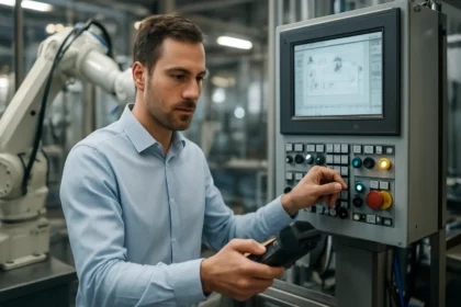 Ipari automatizálás vezérlőpultja és a szabályozási kör működése.