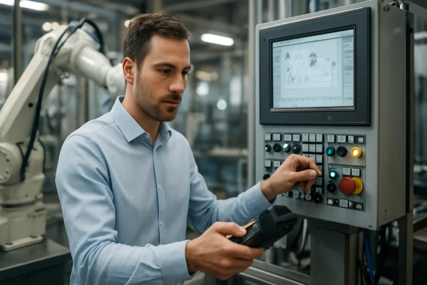 Ipari automatizálás vezérlőpultja és a szabályozási kör működése.