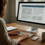 Webdizájn és szövegszerkesztés egy számítógépen margin használat közben.