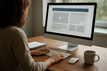 Webdizájn és szövegszerkesztés egy számítógépen margin használat közben.