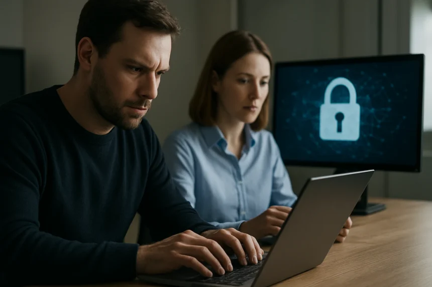 Két szakember az informatikai biztonság és OPSEC folyamat során.