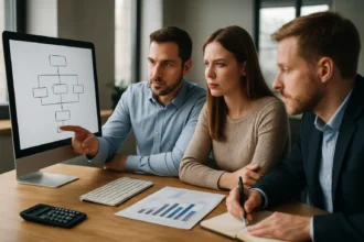 Csoportos megbeszélés készletgazdálkodásról és elosztási szükséglettervezésről.