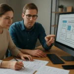 UI design principles discussion between two designers