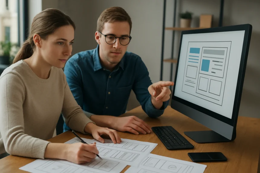 UI design principles discussion between two designers