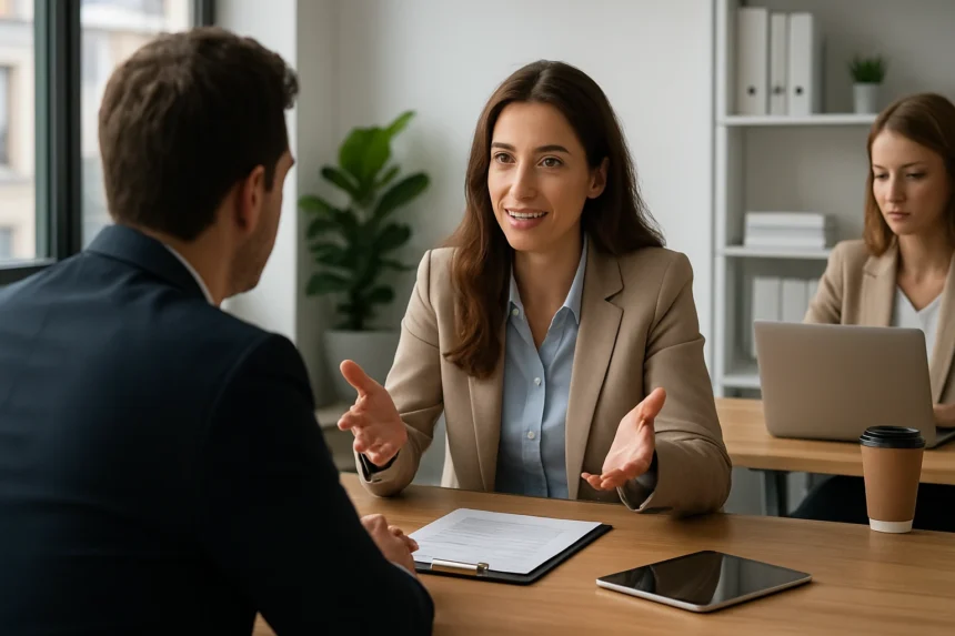 Ügyfélélmény-menedzsment beszélgetés üzleti környezetben
