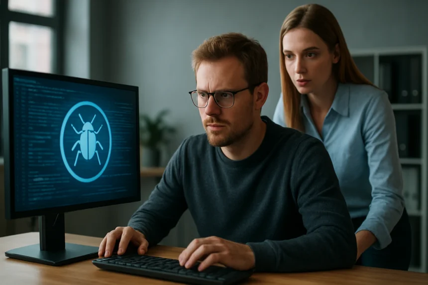 Kiberbiztonsági szakemberek a vírus aláírások elemzésénél.