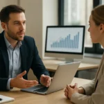 Partnerkapcsolati menedzser üzleti megbeszélés során