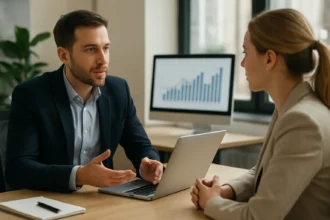 Partnerkapcsolati menedzser üzleti megbeszélés során