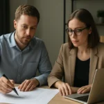 Két szakember rendszertervezési módszert kidolgozó munka közben.