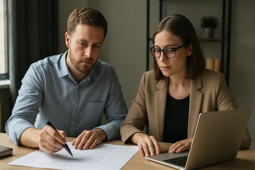 Két szakember rendszertervezési módszert kidolgozó munka közben.