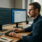 Szoftverfejlesztő dolgozik az Azure DevOps platformon.