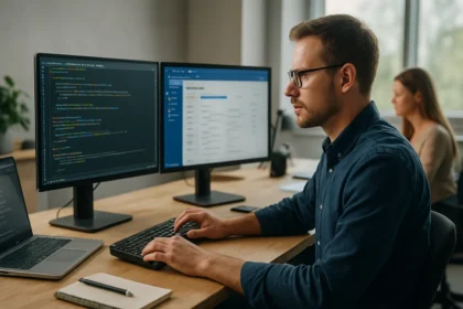 Szoftverfejlesztő dolgozik az Azure DevOps platformon.