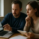 Két ember Google Dork Query keresést végez egy laptopon.