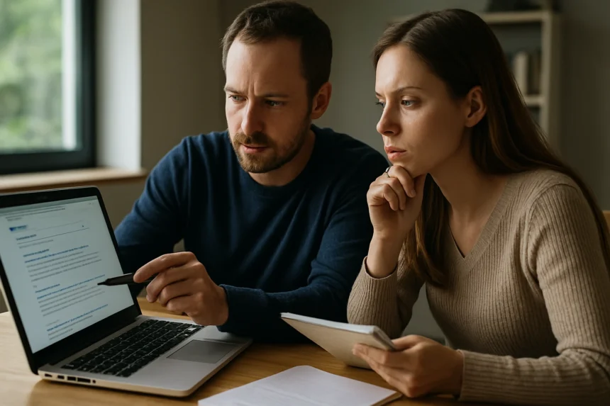 Két ember Google Dork Query keresést végez egy laptopon.