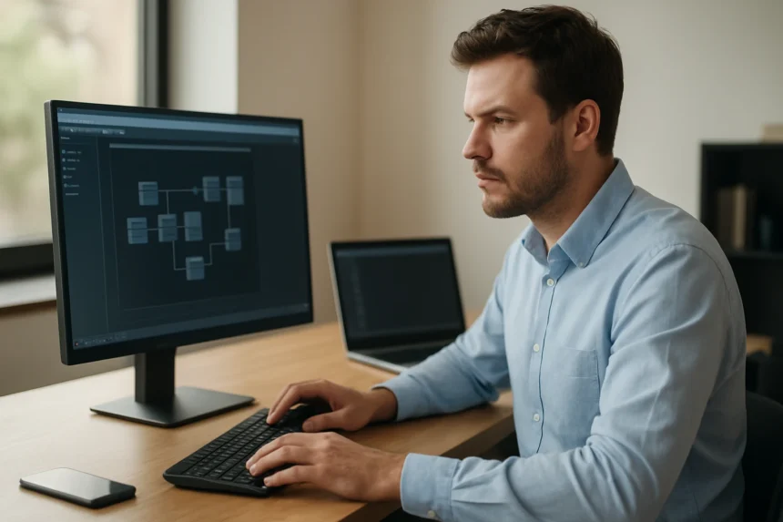 Mérnök vastag kliens architektúrával kapcsolatos munkához számítógépen