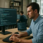 Programozó dolgozik az Infrastruktúra mint kód elvén alapuló projekten.