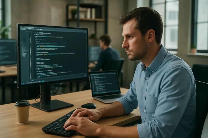 Programozó dolgozik az Infrastruktúra mint kód elvén alapuló projekten.