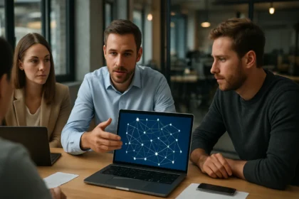 Férfiak és nők találkozója nyílt hálózatépítési témában.