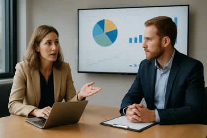 Két szakember megbeszélése az Athenahealth egészségügyi technológiáiról.