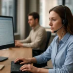 Salesforce Service Console felhasználója ügyfélszolgálat közben