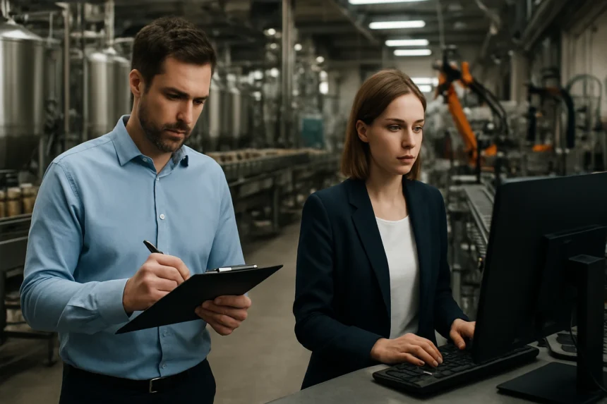 Folyamatgyártás és diszkrét gyártás szakemberei egy gyárban