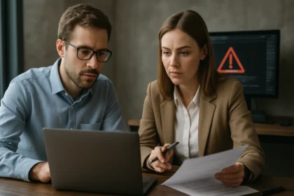 IT szakemberek a sérülékenységvizsgálat során a kockázatok feltárásán dolgoznak.