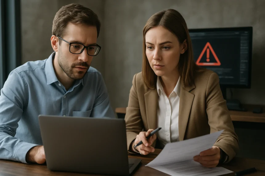 IT szakemberek a sérülékenységvizsgálat során a kockázatok feltárásán dolgoznak.