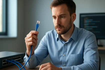 Férfi Ethernet kábellel, 10 Gigabit Ethernet technológia vizsgálata