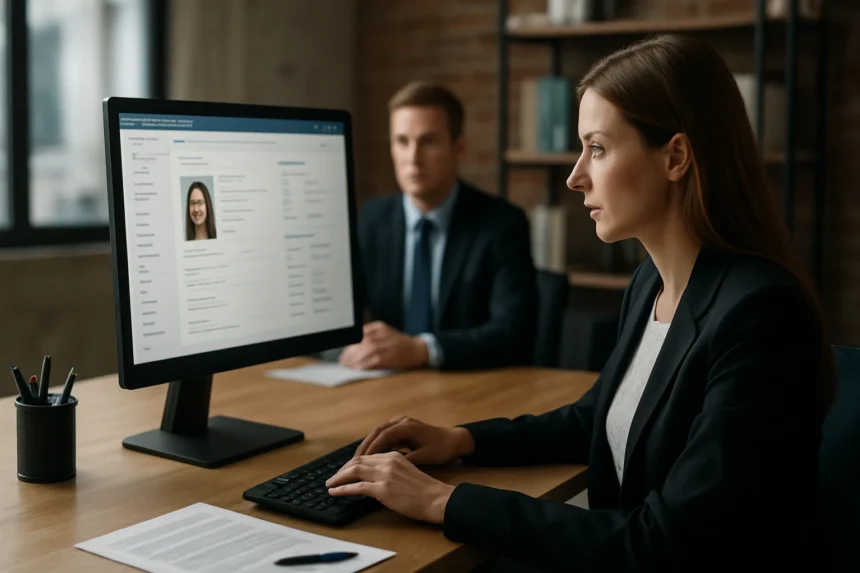 HR szakemberek adatbázis elemzés közben