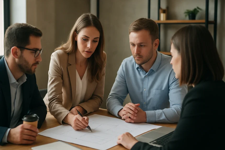 Projektmenedzsment csoportos megbeszélés, tervezési folyamat