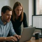 Két ember a Google Bigtable adatbázis teljesítményének elemzésén dolgozik