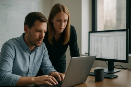 Két ember a Google Bigtable adatbázis teljesítményének elemzésén dolgozik