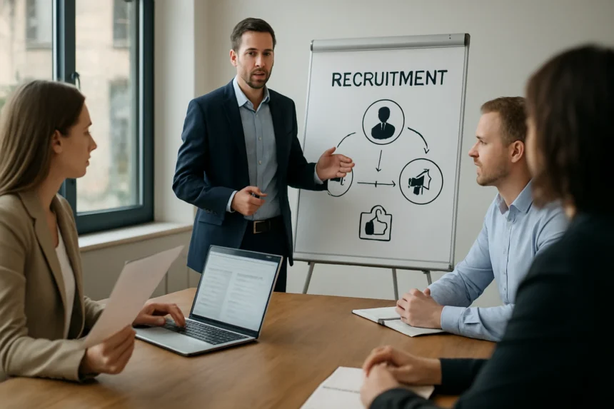 Toborzási marketing prezentáció egy céges meeting keretein belül.