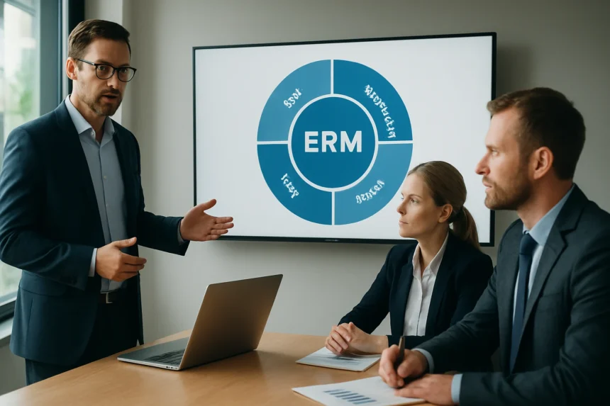 Üzleti prezentáció az Enterprise Risk Management (ERM) rendszeréről.