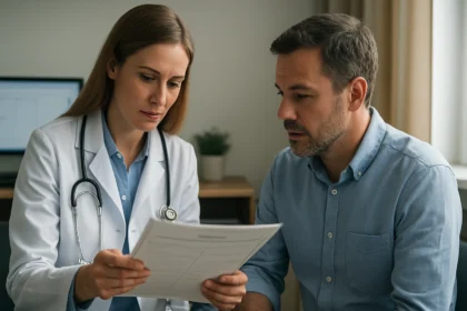 Orvos és beteg ambuláns betegkarton áttekintése