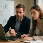 Két szakember adatfeldolgozással foglalkozik Causal AI témában.