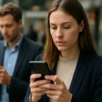 Két ember mobiltelefonokat használ, mobiladat a digitális világban.