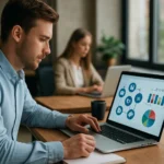 Digitális marketing és automatizálás elemzés laptopon