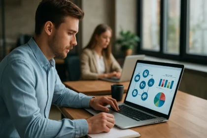 Digitális marketing és automatizálás elemzés laptopon