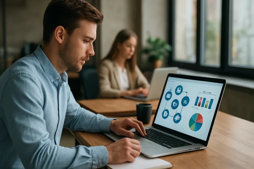 Digitális marketing és automatizálás elemzés laptopon