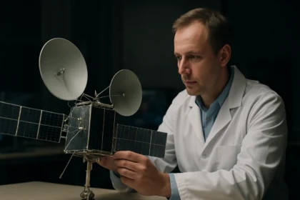 Műhold makett és kutató laboratóriumi környezetben