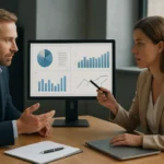 Ügyfélelemzés megbeszélése adatok és grafikonok elemzésével