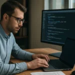 Programozó dolgozik helyettesítő karakterek használatával