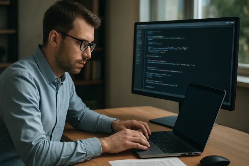 Programozó dolgozik helyettesítő karakterek használatával