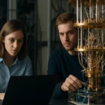 Két kutató kvantumszámítógépen dolgozik az informatikában.