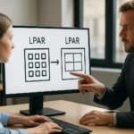 Helyszíni bemutató logikai partíciókról (LPAR) számítástechnikában.