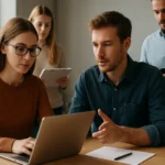 Csoportmunka a crowdsourcing modell keretein belül.